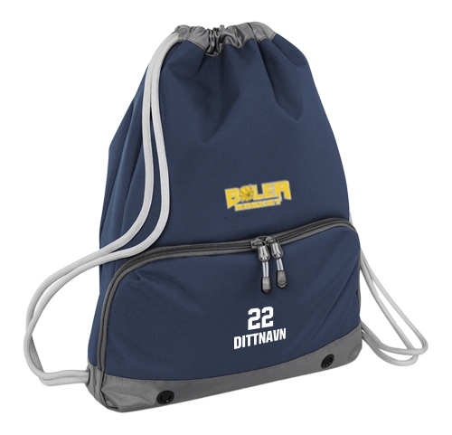 Velutstyrt gymbag med vannavvisende overflate og kontrastdetaljer. Klubblogo, navn og nummer i transfertrykk.